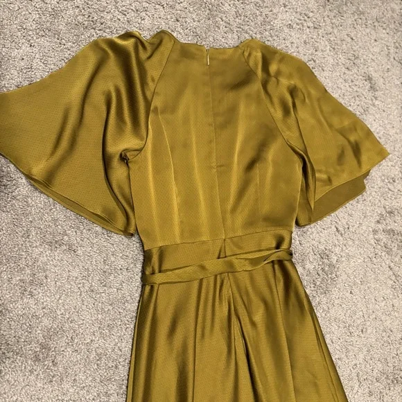 Ted Baker HARIIET Midi Dress In Khaki Green Size 1 / S - Picture 13 of 15